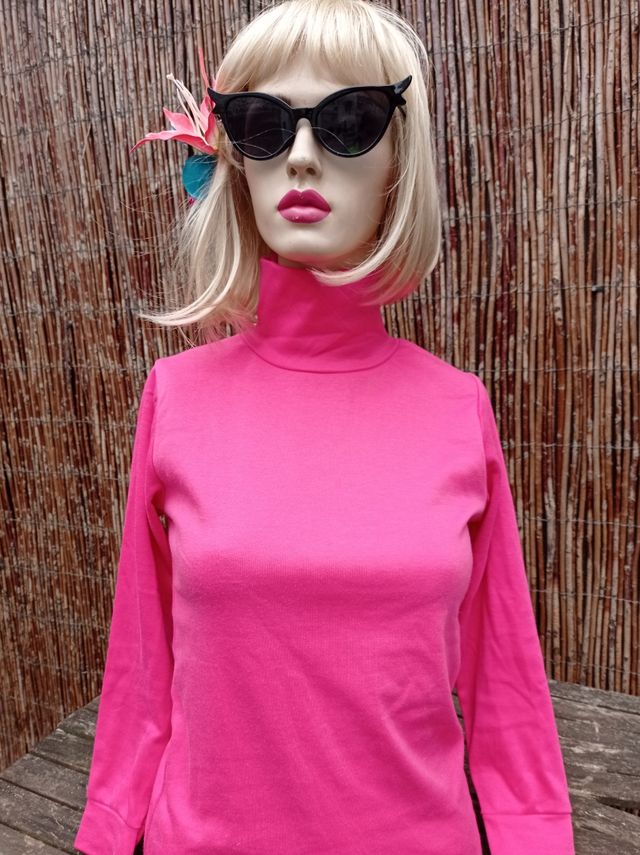 Jersey Rosa cuello cisne Vintage