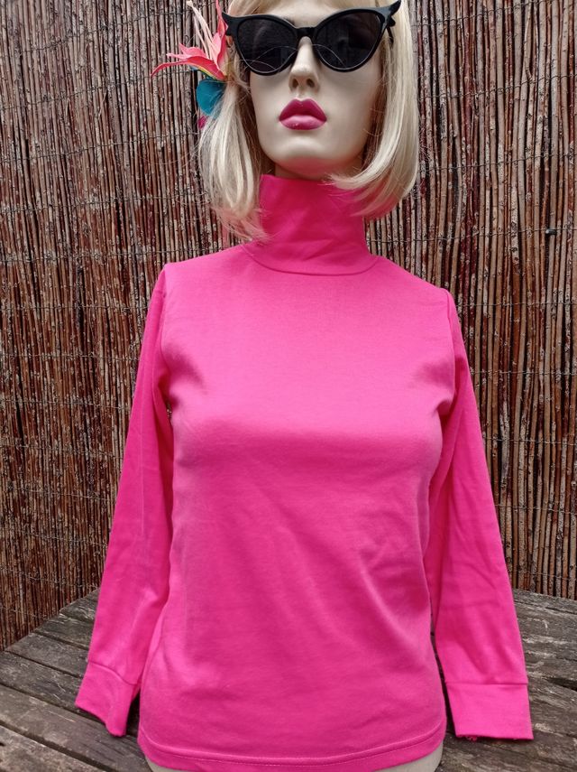 Jersey Rosa cuello cisne Vintage