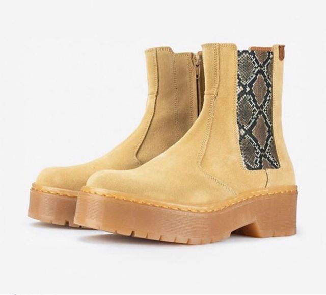 Botines de cuero Beige POPA