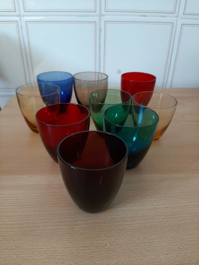 Vasos vidrio de colores