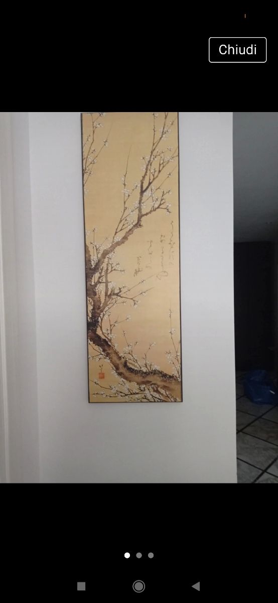 Stampa su MDF tronco di susino in fiore, Hokusaki