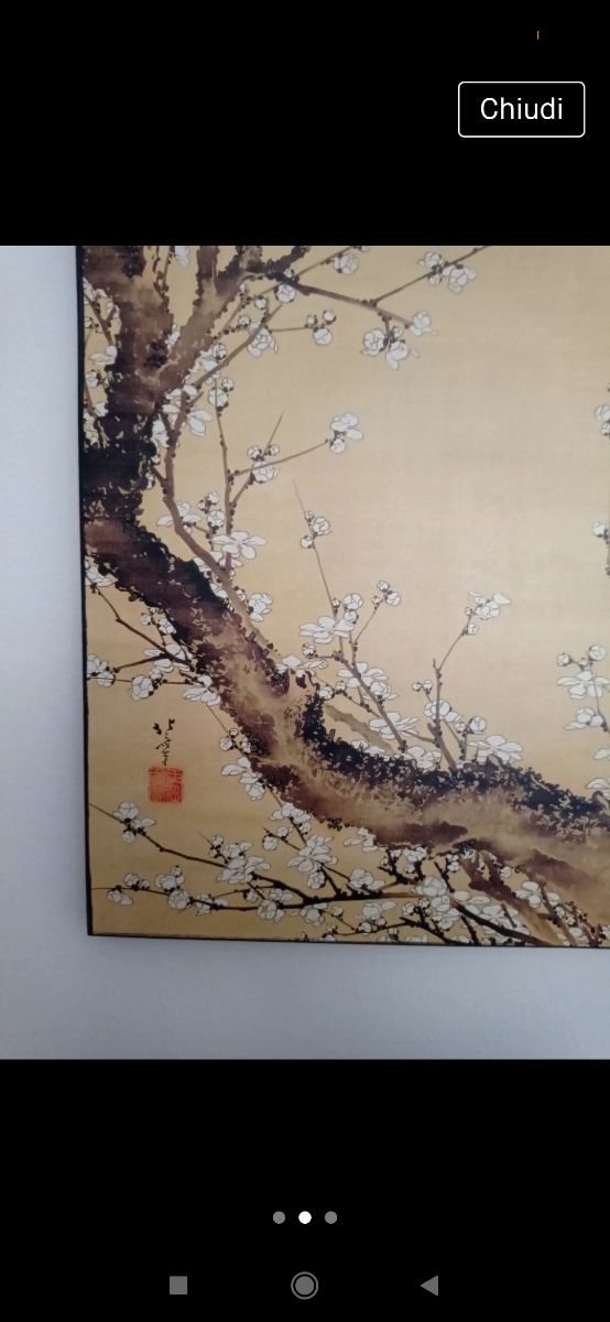 Stampa su MDF tronco di susino in fiore, Hokusaki