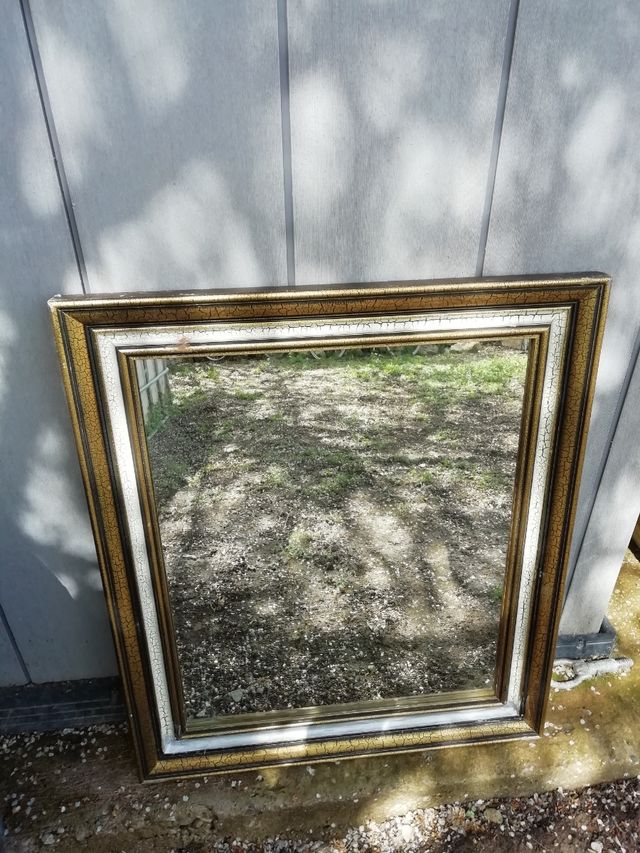 Espejo con Moldura Marrón y blanco