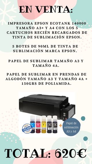 Impresora ET 14000 Sublimación + Papel + Tinta de segunda mano por 620 EUR  en Zaragoza en WALLAPOP