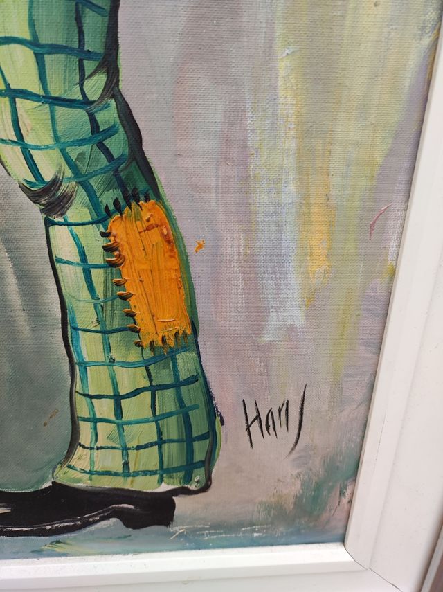 CUADRO DE PAYASO ANTIGUO FIRMADO POR EL AUTOR