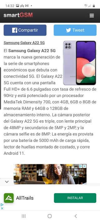 Samsung anuncia al Galaxy A22 5G y a su versión LTE
