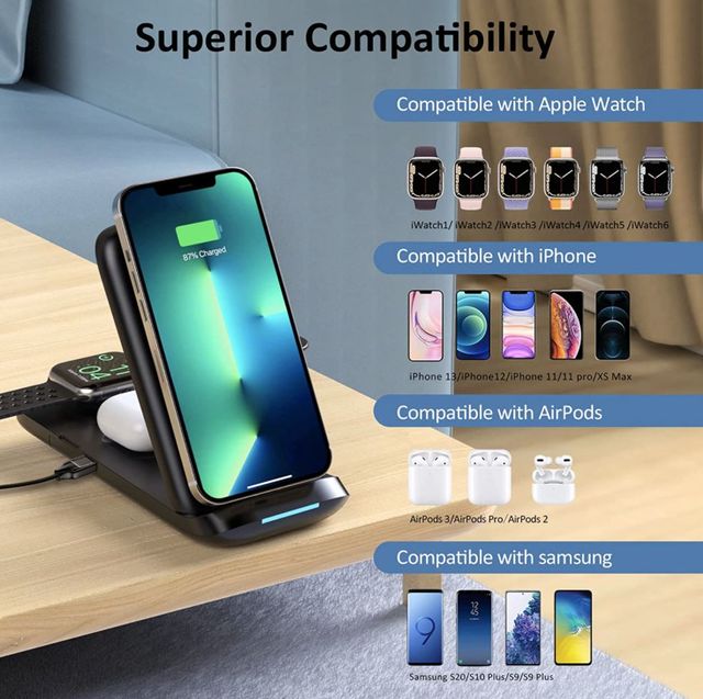 Estación de carga inalámbrica CKCN 3 en 1 ¡NUEVA!