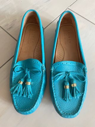Zapatos mocasines mujer color azul - ZAPATO 100% artesano