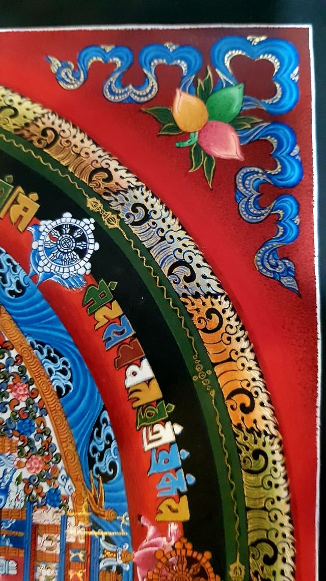 Madala budista nepalí en lienzo con oro 24k