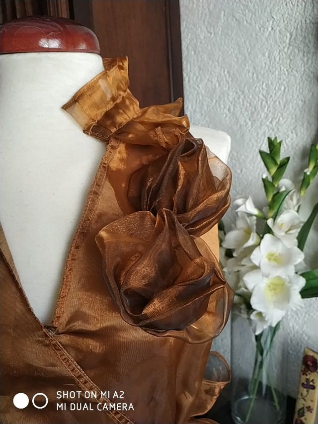 BLUSA DE ORGANZA COLOR COBRE DISEÑO EXCLUSIVO