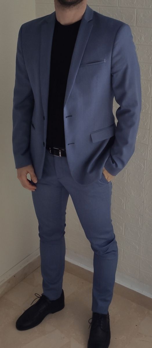 Traje Zara Azul Talla 38 Pantalón/48 Chaqueta (M)