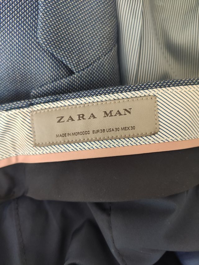 Traje Zara Azul Talla 38 Pantalón/48 Chaqueta (M)