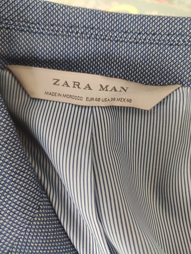 Traje Zara Azul Talla 38 Pantalón/48 Chaqueta (M)