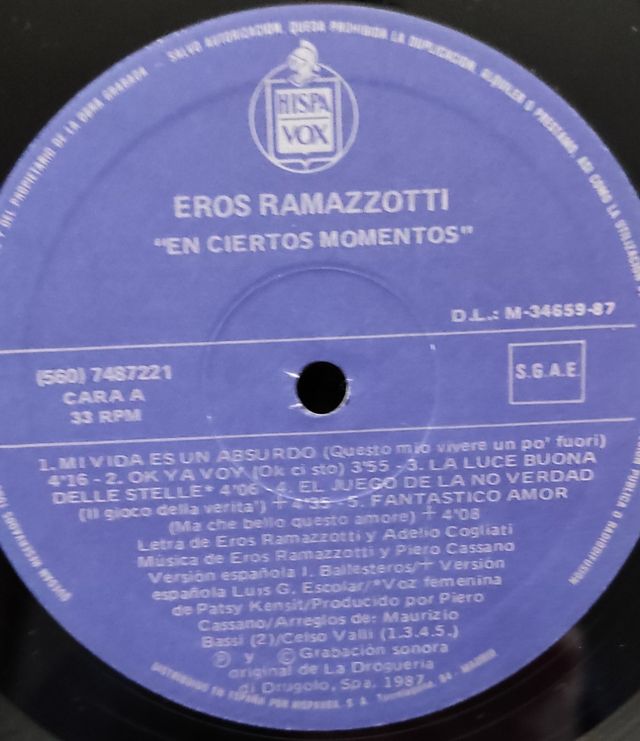 LOTE EROS RAMAZZOTTI