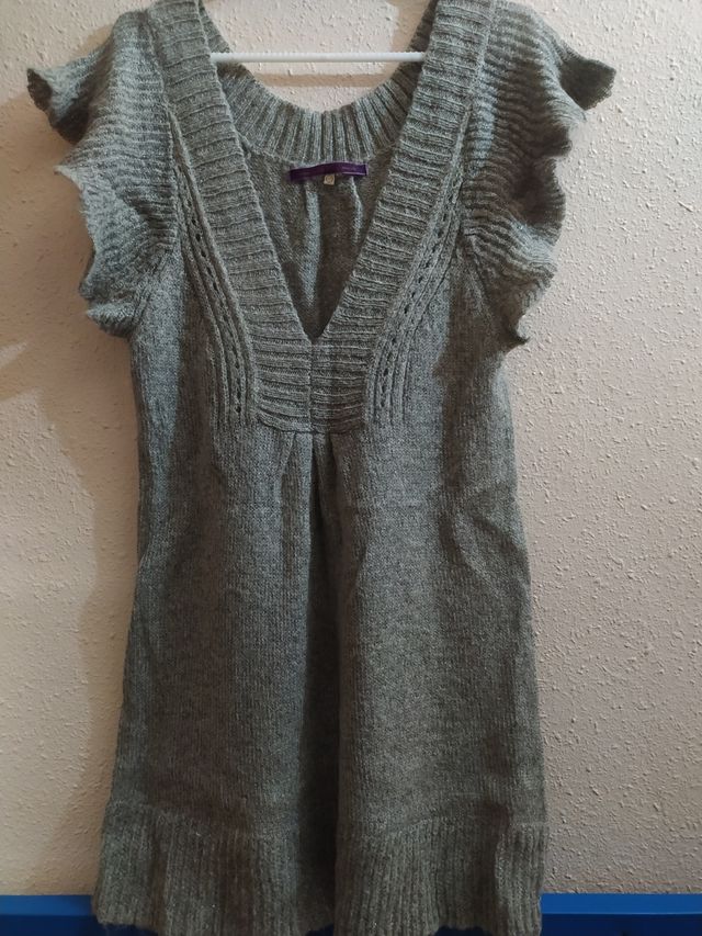 Vestido corto/jersey largo gris 40