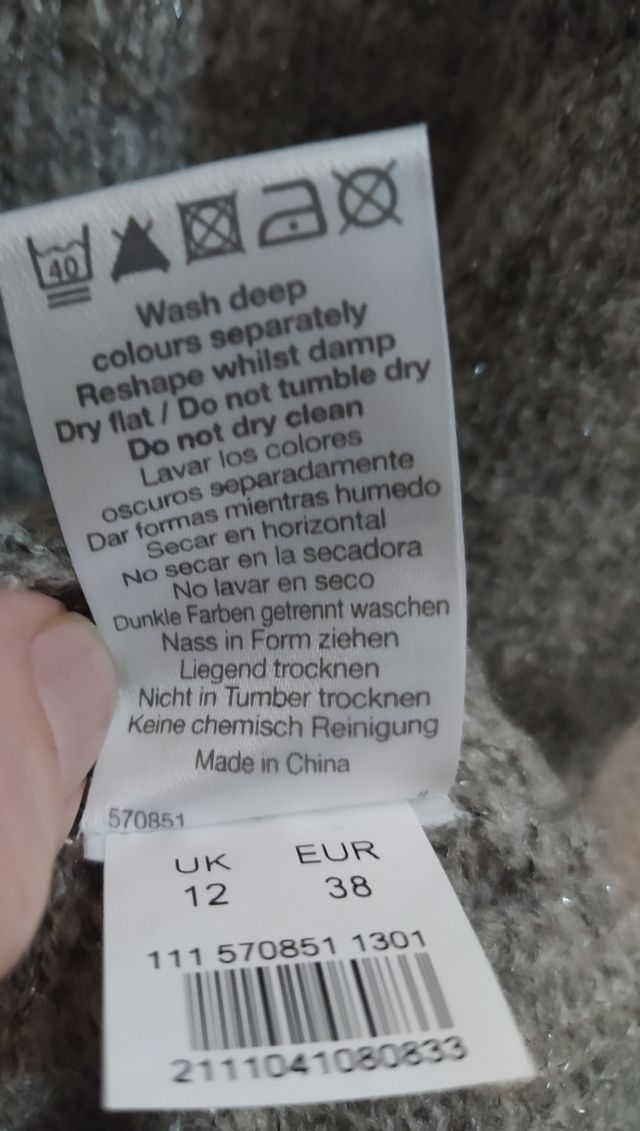 Vestido corto/jersey largo gris 40