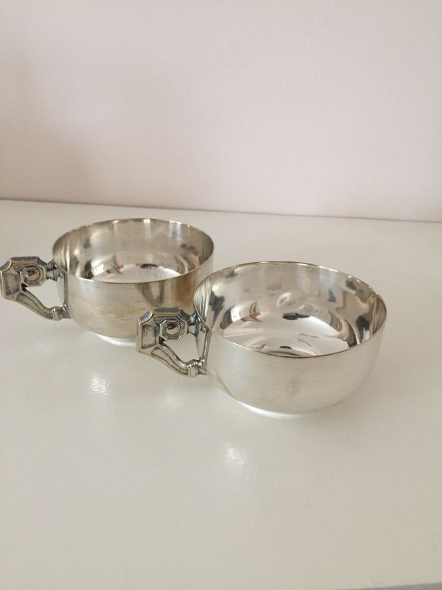 Dos Tazas de alpaca vintage