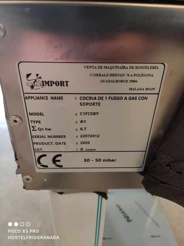 cocina industrial de 1 fuego con soporte