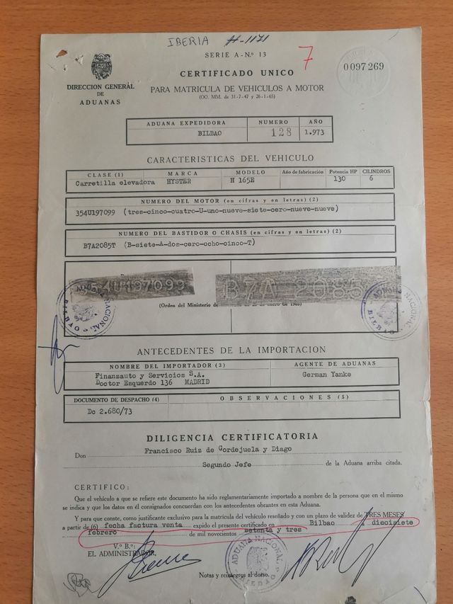DOCUMENTOS ANTIGUOS DE IMPORTACIÓN
