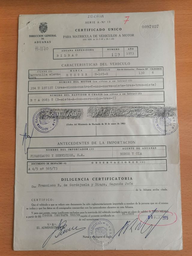 DOCUMENTOS ANTIGUOS DE IMPORTACIÓN