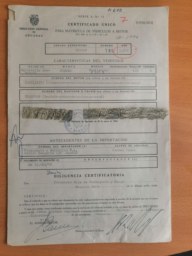 DOCUMENTOS ANTIGUOS DE IMPORTACIÓN
