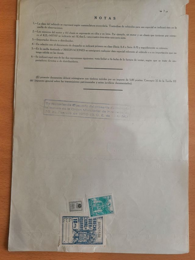 DOCUMENTOS ANTIGUOS DE IMPORTACIÓN