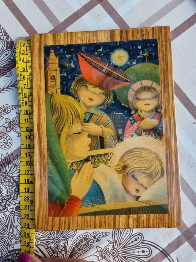 cuadro años 70 en madera Pérez fajardo