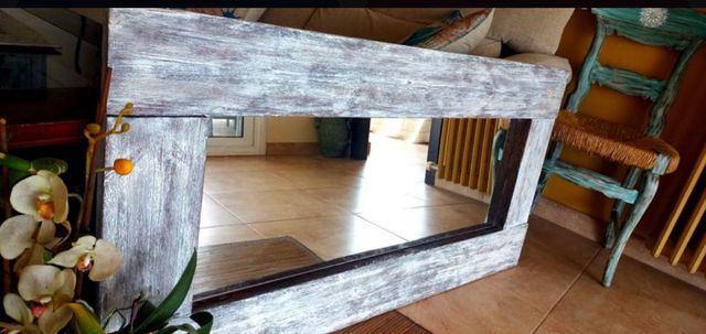 Espejo Madera Maciza Decapado.