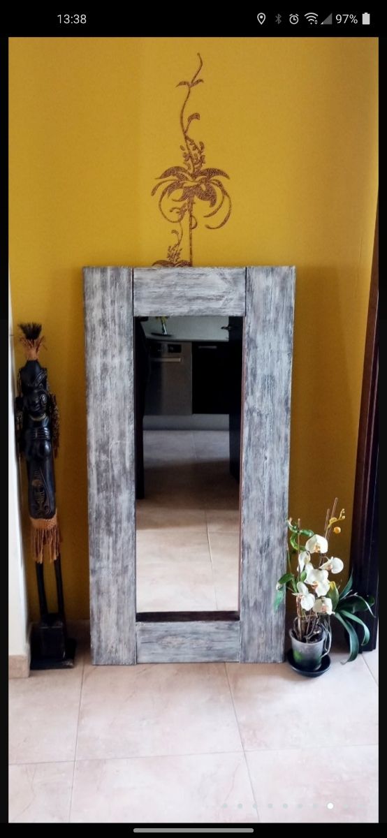 Espejo Madera Maciza Decapado.