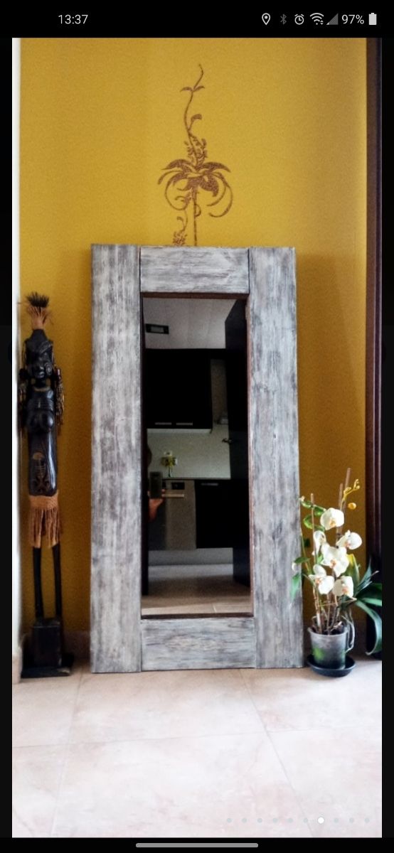 Espejo Madera Maciza Decapado.