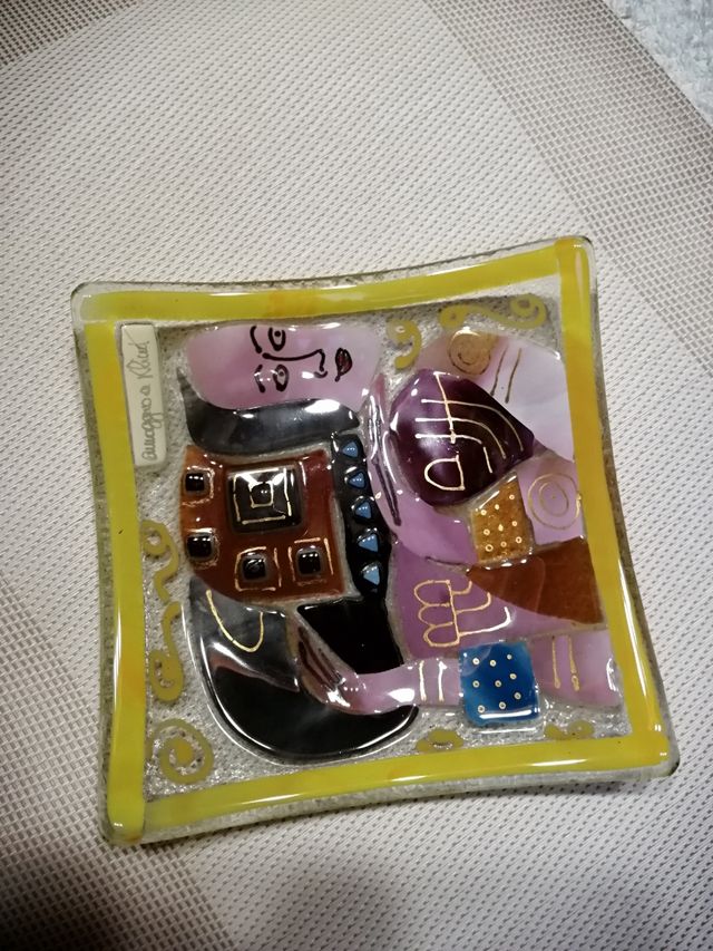 piattino vetro artistico "Omaggio a Klimt"