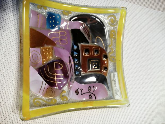 piattino vetro artistico "Omaggio a Klimt"