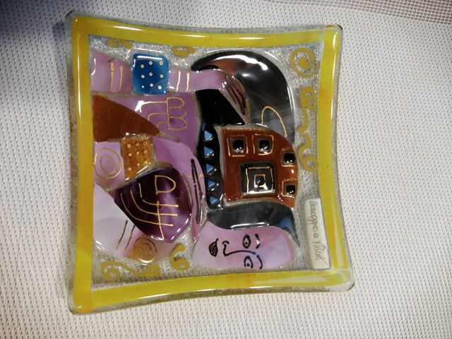 piattino vetro artistico "Omaggio a Klimt"