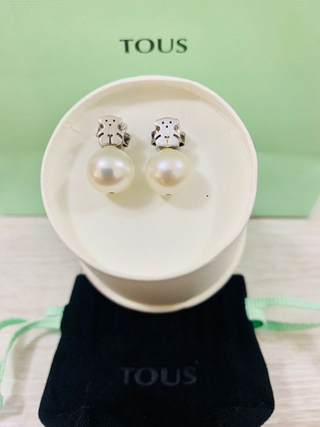 TOUS Pendientes Plata y Perlas