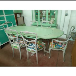 Mesa provenzal extensible + 6 sillas vintage