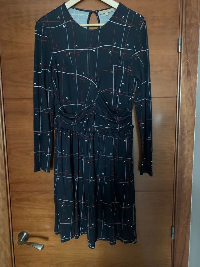 Vestido dolores promesas azul marino drapeado