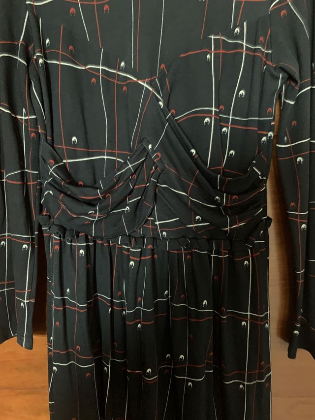 Vestido dolores promesas azul marino drapeado