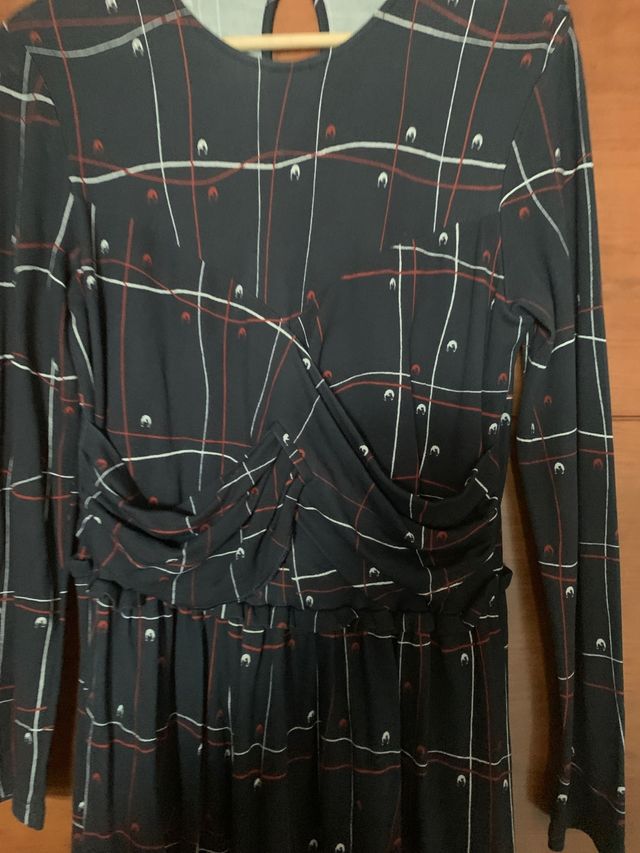 Vestido dolores promesas azul marino drapeado