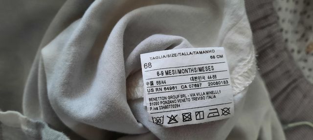 Vestido Benetton 6-9 meses