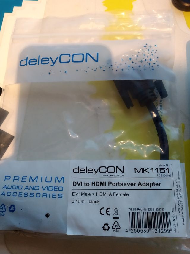 Cable Adaptador DVI a HDMI.