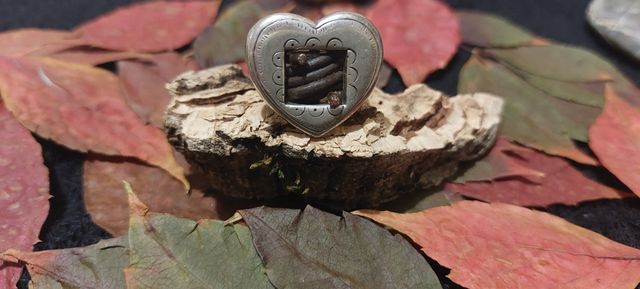 ANILLO CORAZON ACERO Y CUERO
