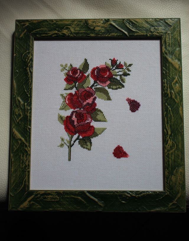 Cuadro punto de cruz con marco de madera