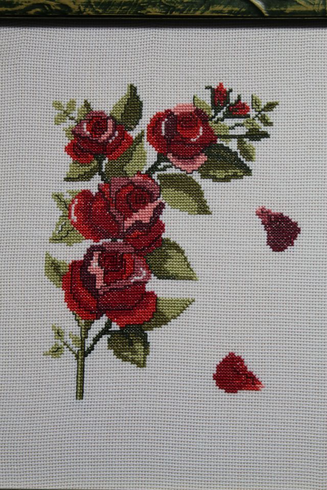 Cuadro punto de cruz con marco de madera