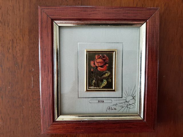 Quadretto foglia oro Rosa