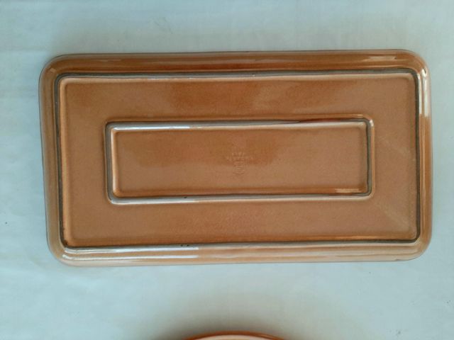 2 BANDEJAS DE CERAMICA RECTANGULAR y REDONDA