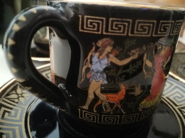 TAZAS GRIEGAS VINTAGE, 4 UNIDADES