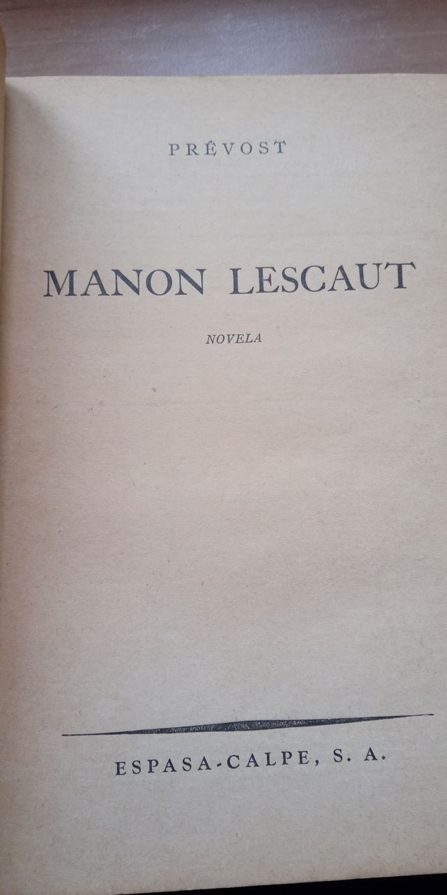 LIBRO MANON LESCAUT