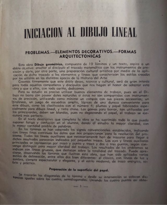 Iniciación al Dibujo Lineal. Tercer curso Año 1958