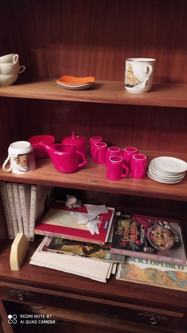 Conjunto cafe loza roja