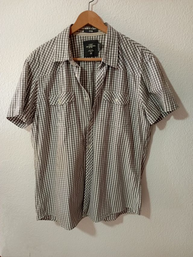 Camisa corta hombre de cuadros
